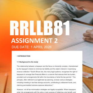 RRLLB81 Assignment 2 Semester 1 2026 ( 5 TOPICS) - Due 1 April 2026