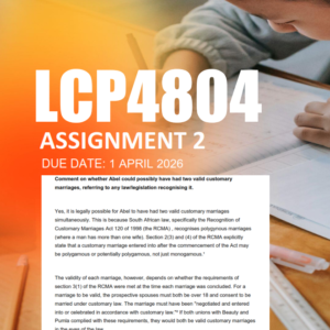 LCP4804 Assignment 1 Semester 1 2026 - Due 1 April 2026