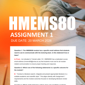 HMEMS80 Assignment 1 Semester 2 2026 - Due 20 March 2026