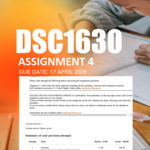 DSC1630 Assignment 4 Semester 1 2026 - Due 17 April 2026