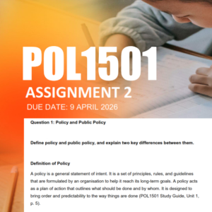 POL1501 Assignment 2 Semester 1 2026 - Due 9 April 2026