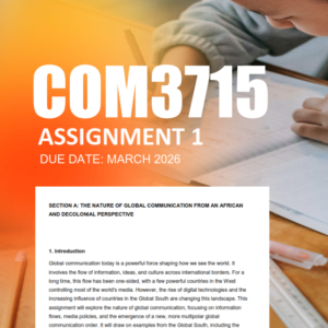 COM3715 Assignment 1 Semester 1 2026 - Due March 2026