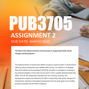 PUB3705 Assignment 2 Semester 1 2026 - Due March 2026