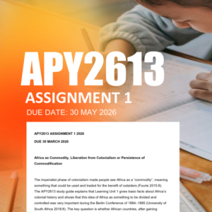 APY2613 Assignment 1 Semester 1 2026 - Due 30 March 2026