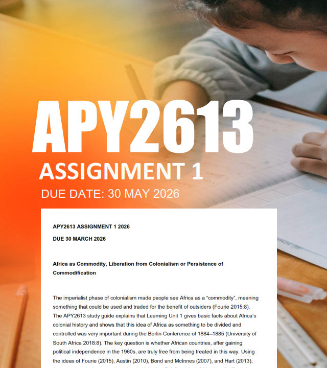 APY2613 Assignment 1 Semester 1 2026 - Due 30 March 2026