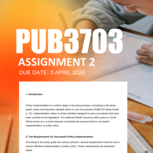 PUB3703 Assignment 2 Semester 1 2026 - Due 3 April 2026