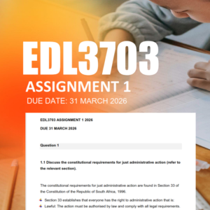 EDL3703 Assignment 1 Semester 1 2026 - Due 31 March 2026