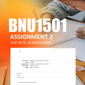 BNU1501 Assignment 2 Semester 1 2026 - Due 30 March 2026