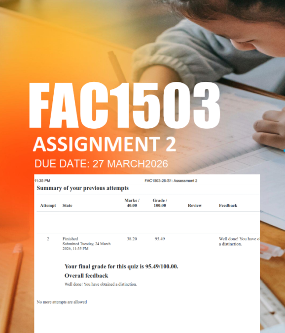 FAC1503 Assignment 2 Semester 1 2026 - Due 27 March 2026 - StudyPass