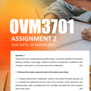 OVM3701 Assignment 2 Semester 1 2026 - Due 28 March 2026
