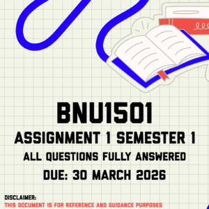 BNU1501 Assignment 1 (Quiz) Semester 1 Memo | Due 30 March 2026