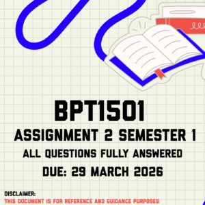 BPT1501 Assignment 2 Semester 1 Memo | Due 29 March 2026
