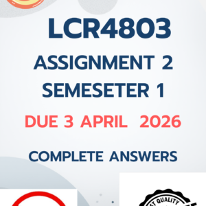 LCR4803 Assignment 2 Semester 1 2026 - DUE 3 April 2026 [COMPLETE ANSWERS];100%TRUSTED QUALITY WORKINGS