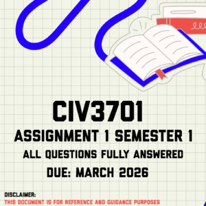 CIV3701 Assignment 1 Semester 1 Memo | Due March 2026