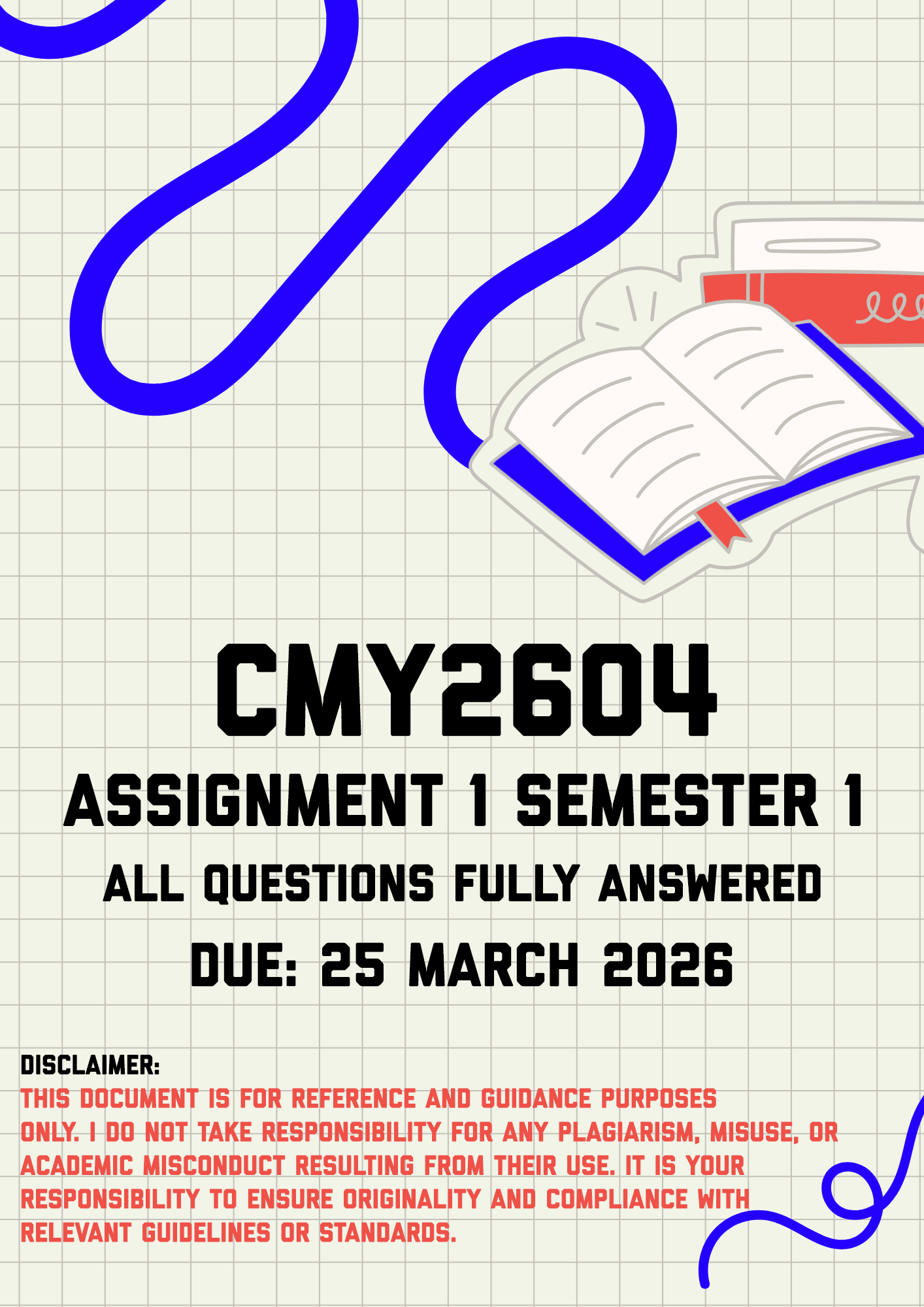 CMY2604 Assignment 1 Semester 1 Memo | Due 25 March 2026