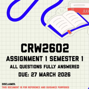 CRW2602 Assignment 1 Semester 1 Memo | Due 27 March 2026