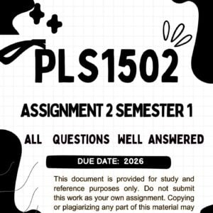 PLS1502 ASSIGNMENT 2 SEMESTER 1 2026 ANSWERS (DUE DATE MARCH 2026)