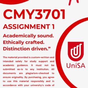 CMY3701 ASSIGNMENT 1 SEMESTER 1 2026 ANSWERS - DUE DATE MARCH 2026