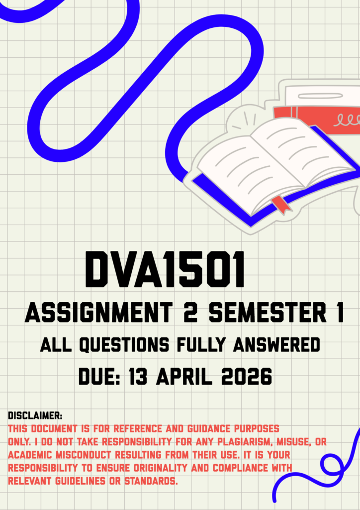 DVA1501 Assignment 2 Semester 1 Memo | Due 13 April 2026 - StudyPass