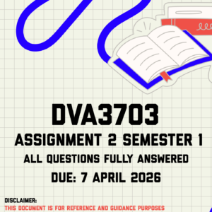 DVA3703 Assignment 2 Semester 1 Memo | Due 7 April 2026