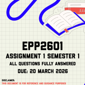 EPP2601 Assignment 1 Semester 1 Memo | Due 20 March 2026