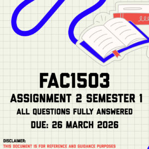 FAC1503 Assignment 2 (Quiz) Semester 1 Memo | Due 27 March 2026