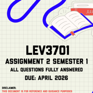 LEV3701 Assignment 2 Semester 1 Memo | Due April 2026