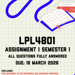 LPL4801 Assignment 1 Semester 1 Memo | Due 18 March 2026