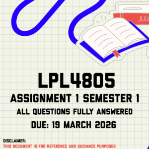 LPL4805 Assignment 1 Semester 1 Memo | Due 19 March 2026