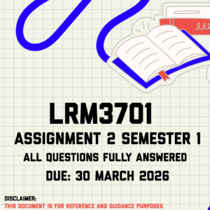 LRM3701 Assignment 2 Semester 1 Memo | Due 30 March 2026