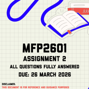 MFP2601 Assignment 2 Memo | Due 26 March 2026