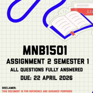 MNB1501 Assignment 2 (Quiz) Semester 1 Memo | Due 22 April 2026