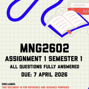 MNG2602 Assignment 1 Semester 1 Memo | Due 7 April 2026