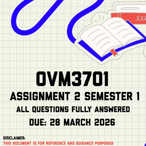 OVM3701 Assignment 2 Semester 1 Memo | Due 28 March 2026