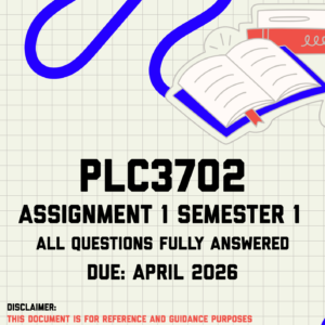 PLC3702 Assignment 1 Semester 1 Memo | Due April 2026