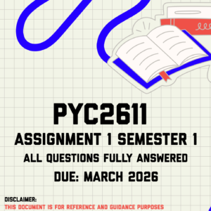 PYC2611 Assignment 1 Semester 1 Memo | Due March 2026