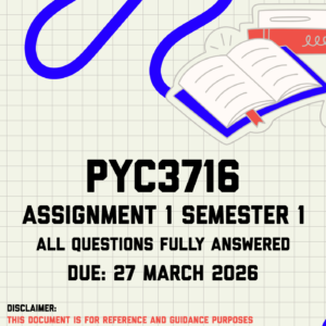 PYC3716 Assignment 1 Semester 1 Memo | Due 27 March 2026