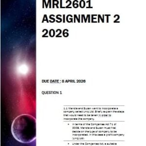 MRL2601 Assignment 2 MEMO 2026 | Due 8 April 2026 - Distinction Guaranteed
