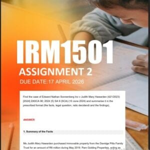 IRM1501 Assignment 2 2026 | Due 17 April 2026 - Distinction Guaranteed