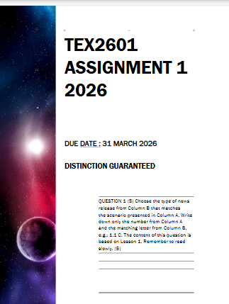 TEX2601 Assignment 1 2026 | Due 31 March 2026 - Distinction Guaranteed
