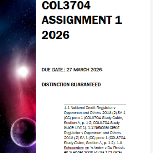 COL3704 Assignment 1 2026 | Due 27 March 2026 - Distinction Guaranteed