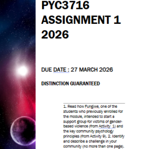 PYC3716 Assignment 1 2026 | Due 27 March 2026 - Distinction Guaranteed