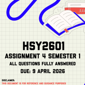 HSY2601 Assignment 4 Semester 1 Memo | Due 9 April 2026