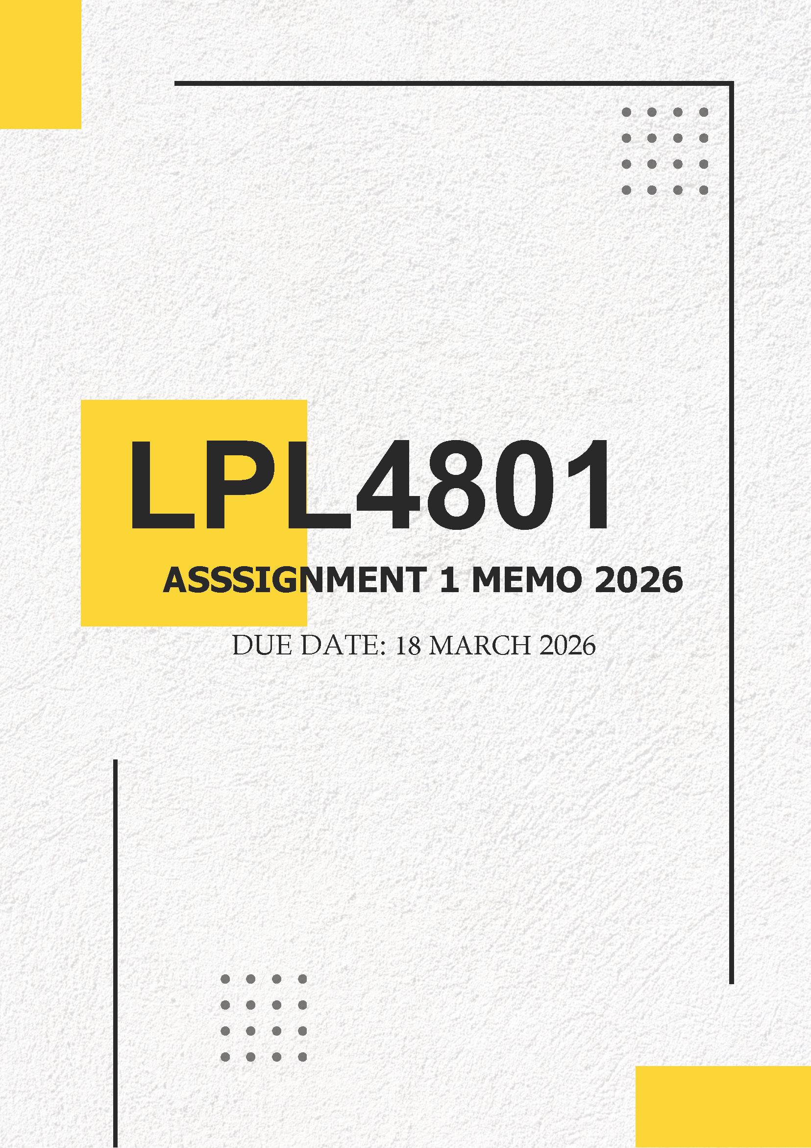 LPL4801 Assignment 1 MEMO 2026 | Due 18 March 2026