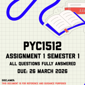 PYC1512 Assignment 1 Semester 1 Memo | Due 26 March 2026