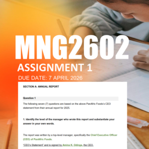 MNG2602 Assignment 1 Semester 1 2026 - Due 7 April 2026