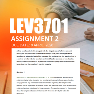 LEV3701 Assignment 2 Semester 1 2026 - Due 8 April 2026