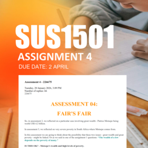 SUS1501 Assignment 4 Semester 1 2026 - Due 2 April 2026
