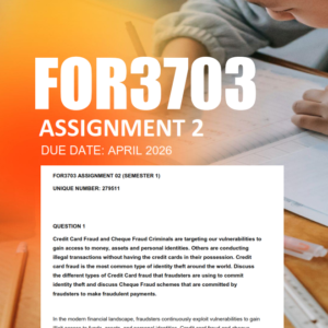 FOR3703 Assignment 2 Semester 1 2026 - Due April 2026