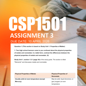 CSP1501 Assignment 3 Semester 1 2026 - Due 10 April 2026
